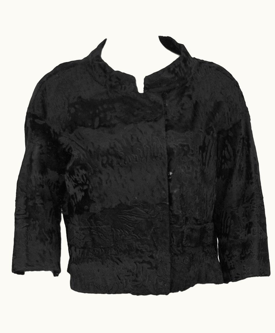 Dior 1960s Christian Dior Original Black Broadtail Cropped Jacket