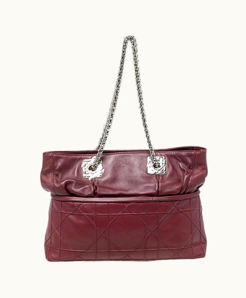 Dior Dior Burgundy Cannage Leather Granville Chain Link Tote UZ0569411