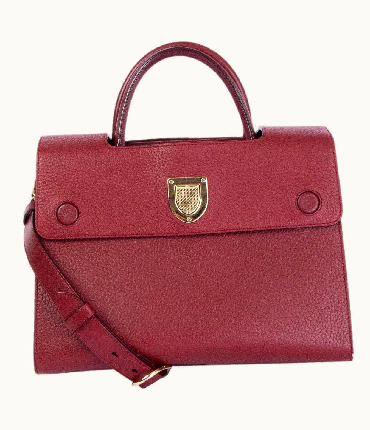 Dior Christian Dior Burgundy Leather Diorever Medium Shoulder Bag