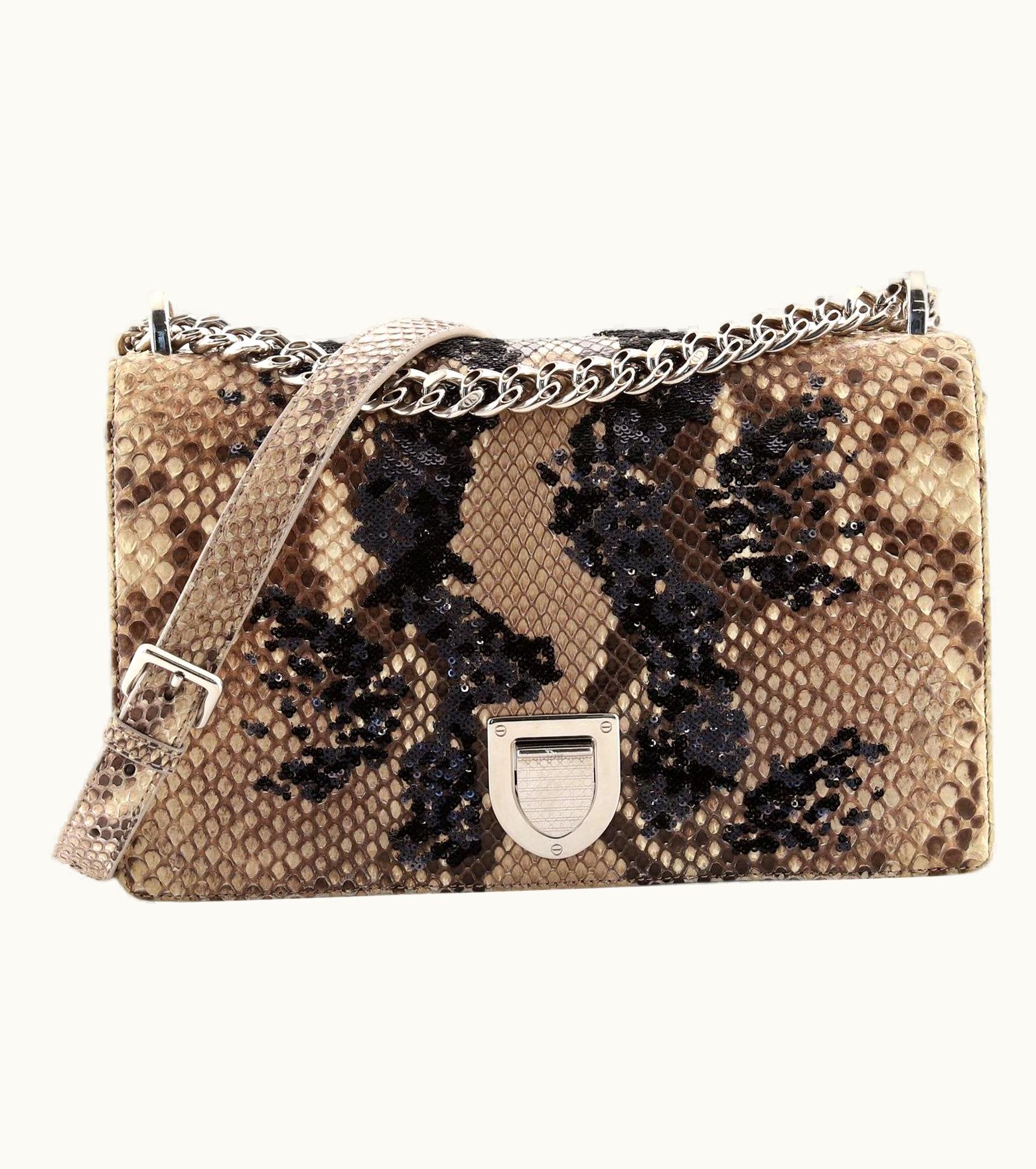 Dior Christian Dior Diorama Flap Bag Embellished Python Medium
