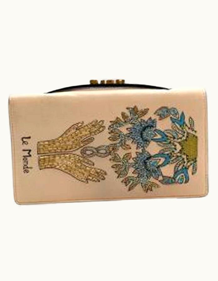 Dior Dior Nude Pink Leather Le Monde Beaded Clutch UZ0569435