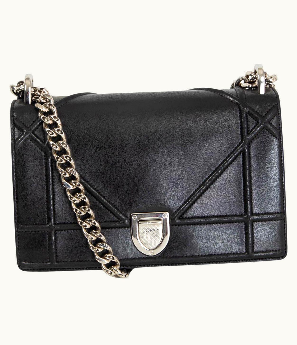 Dior Christian Dior Black Leather Diorama Small Shoulder Bag