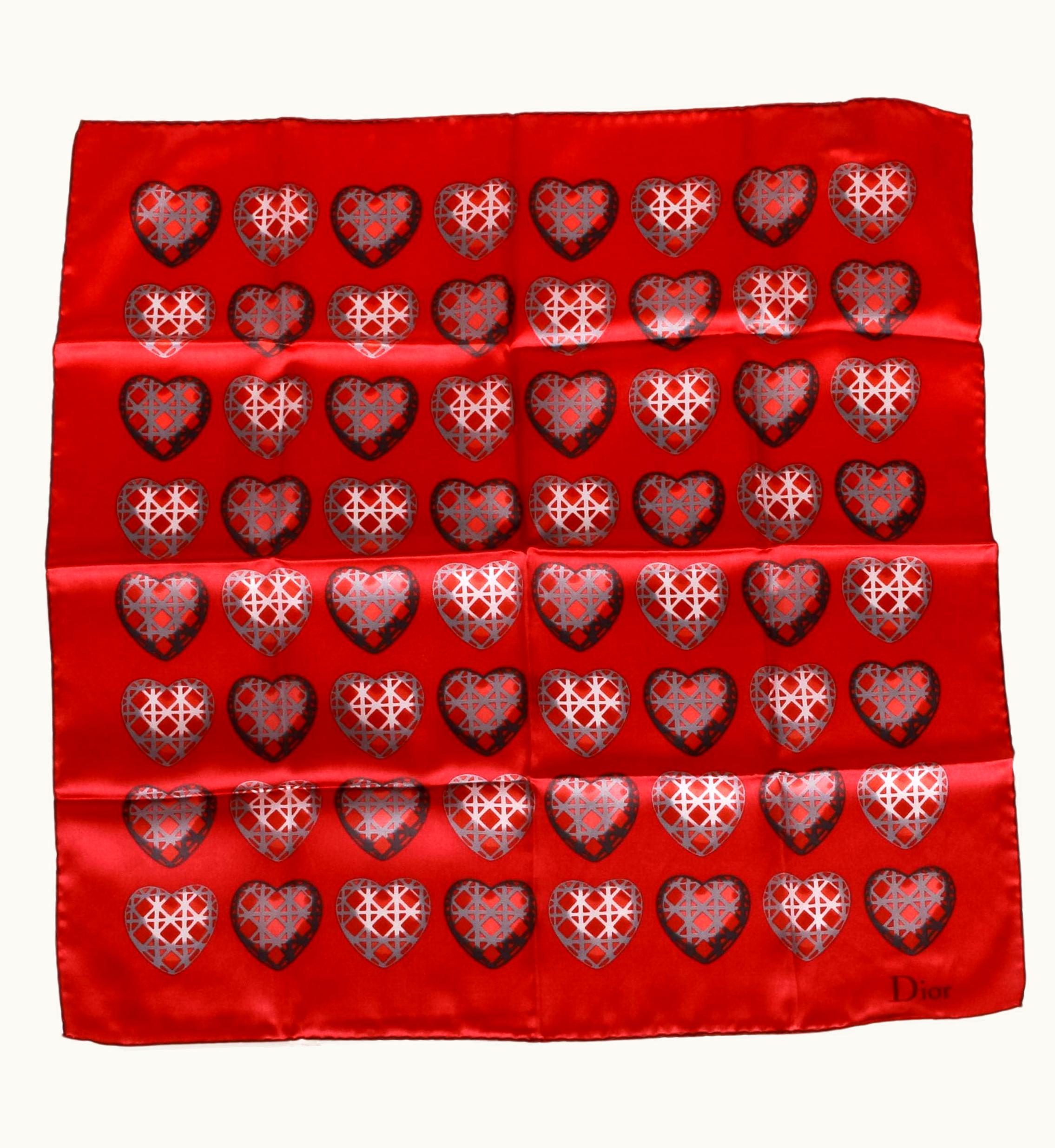 Dior Dior Rust Hearts Small Scarf Silk Cotton