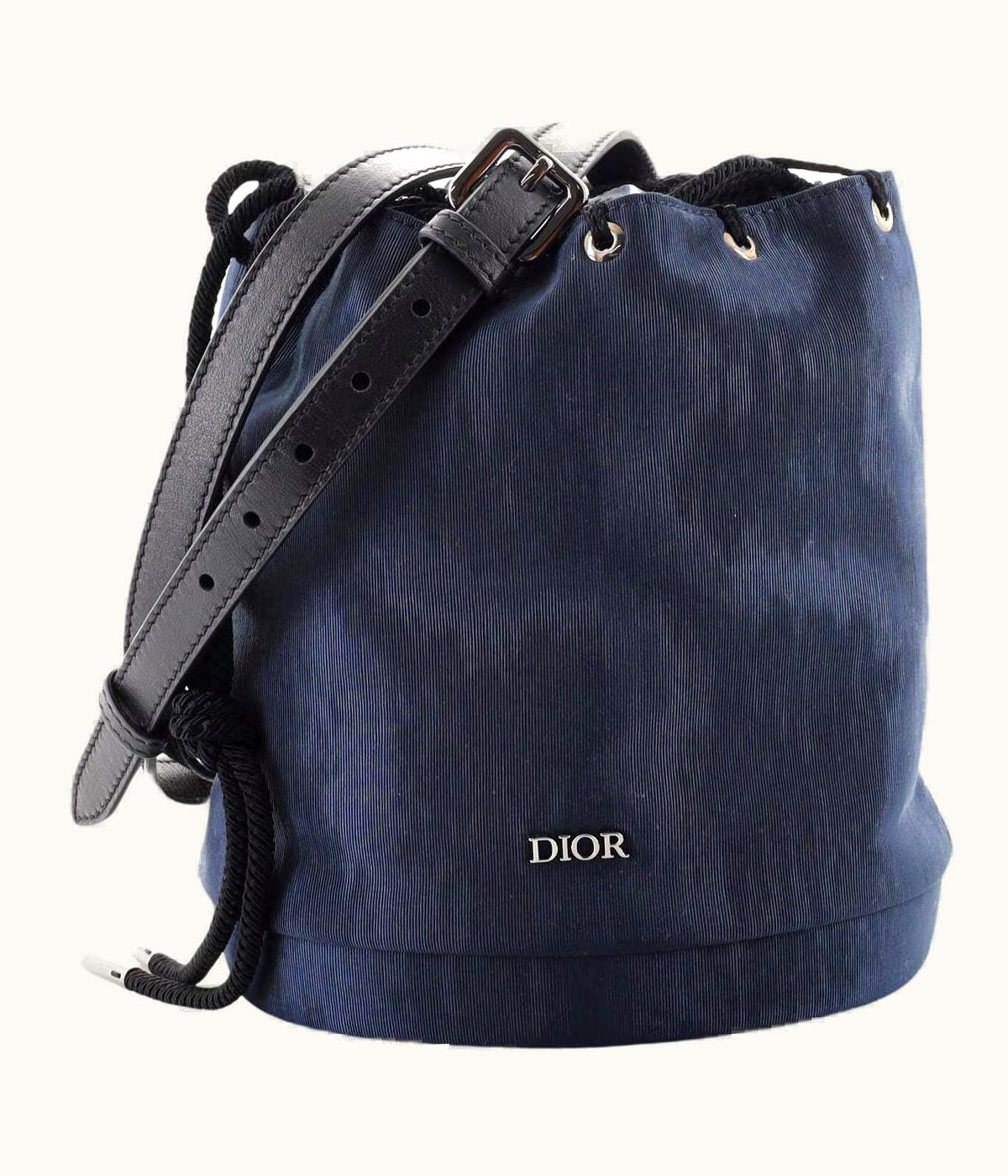 Dior Christian Dior Drawstring Bucket Bag Nylon Small