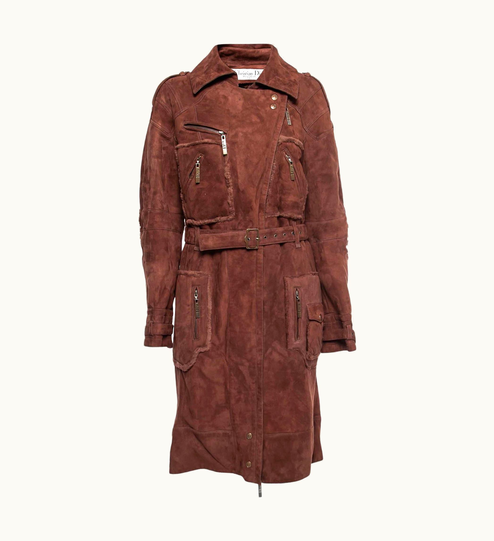 Dior Dior Vintage Brown Suede Belted Coat