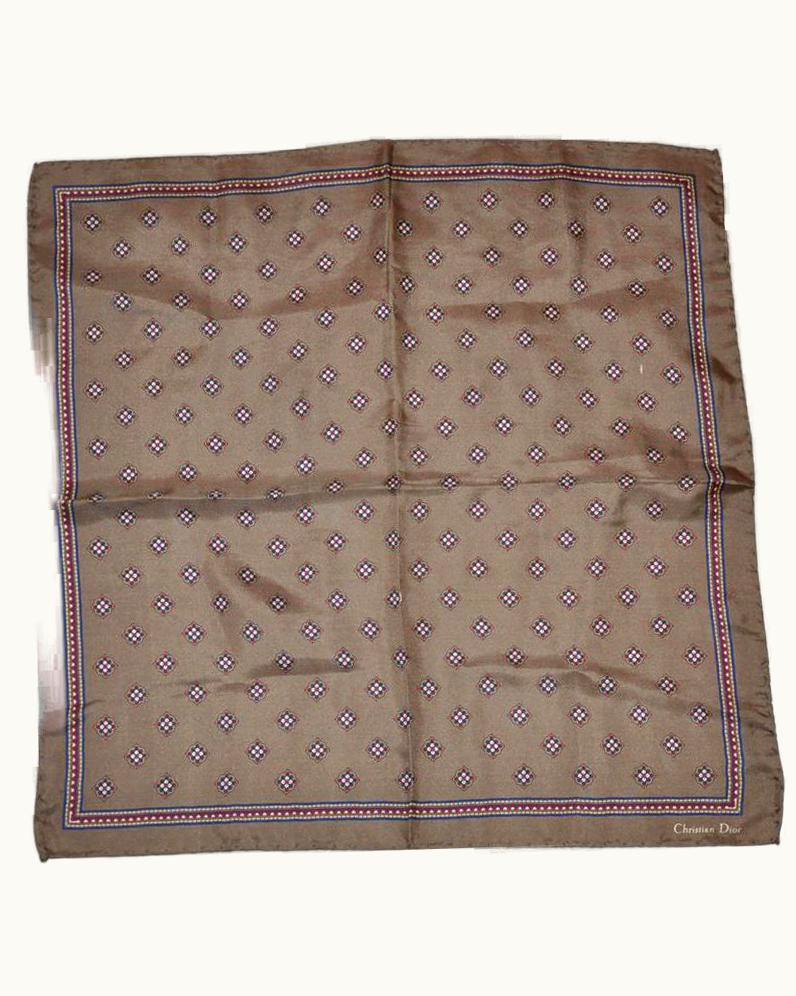 Dior Christian Dior Taupe With Imperial Floral Silk Handkerchief