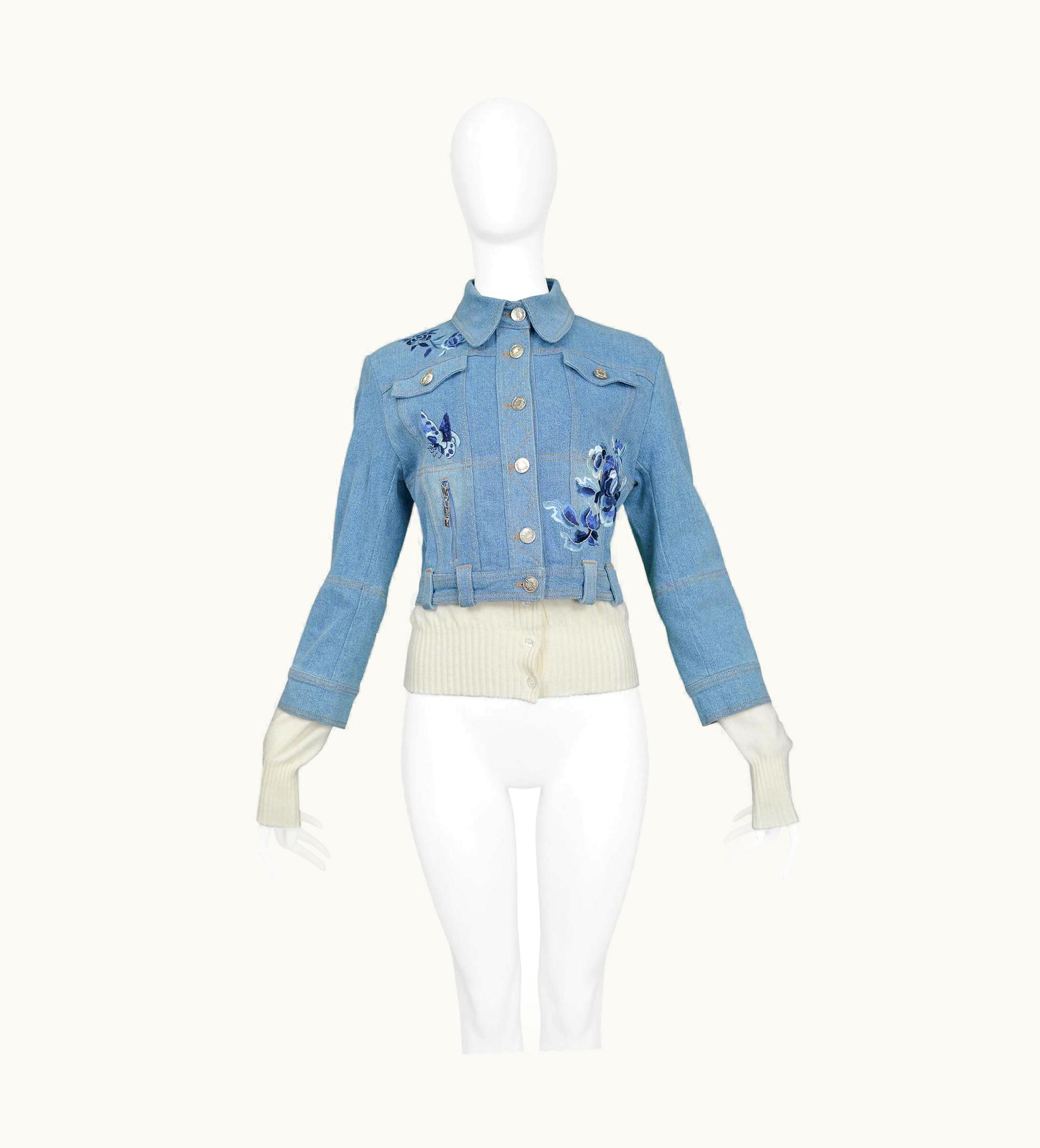 Dior Dior Denim Blue Embroidered & Knit Jacket