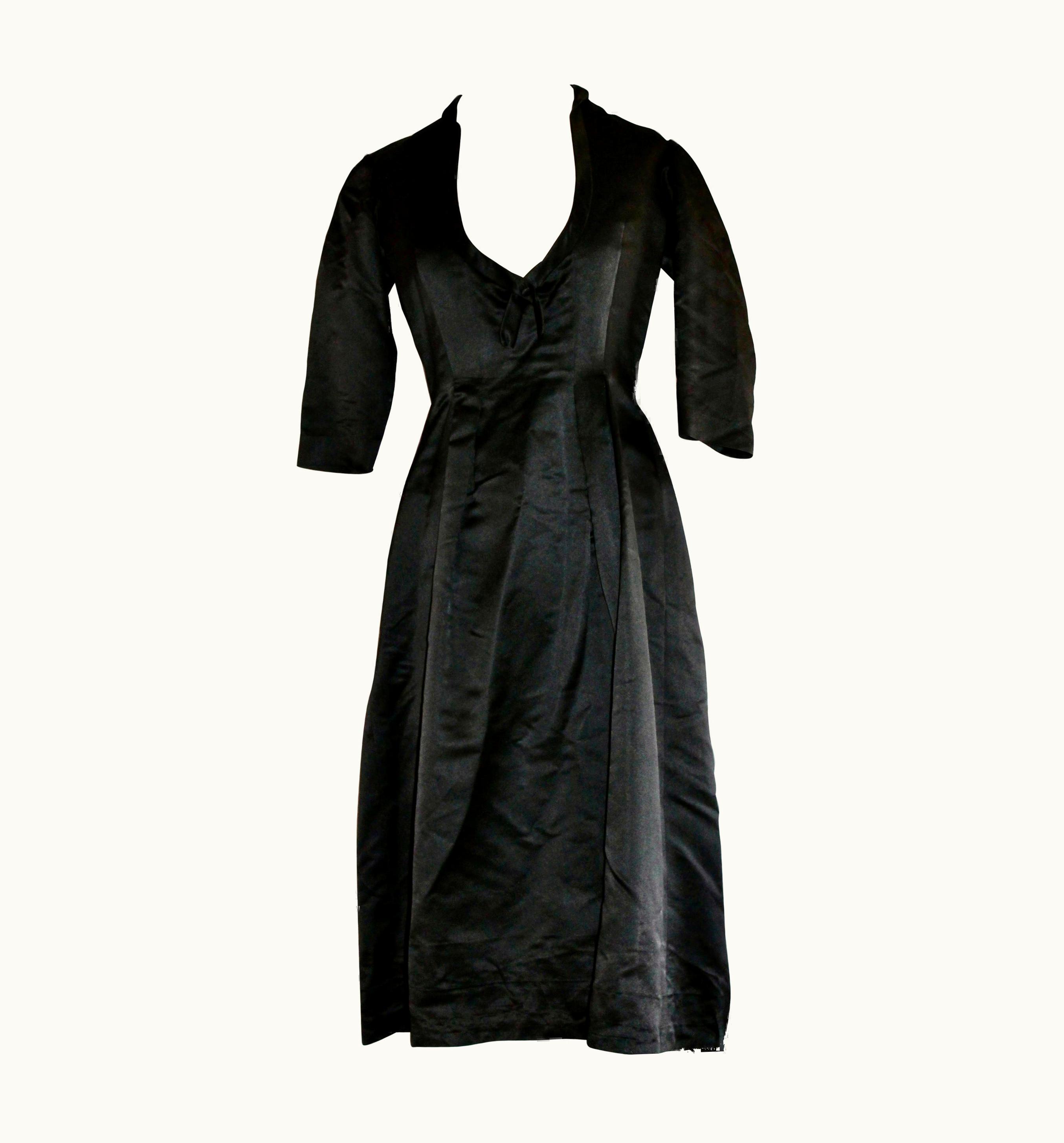 Dior Christian Dior Original Early Black Satan/Silk Evening Dress