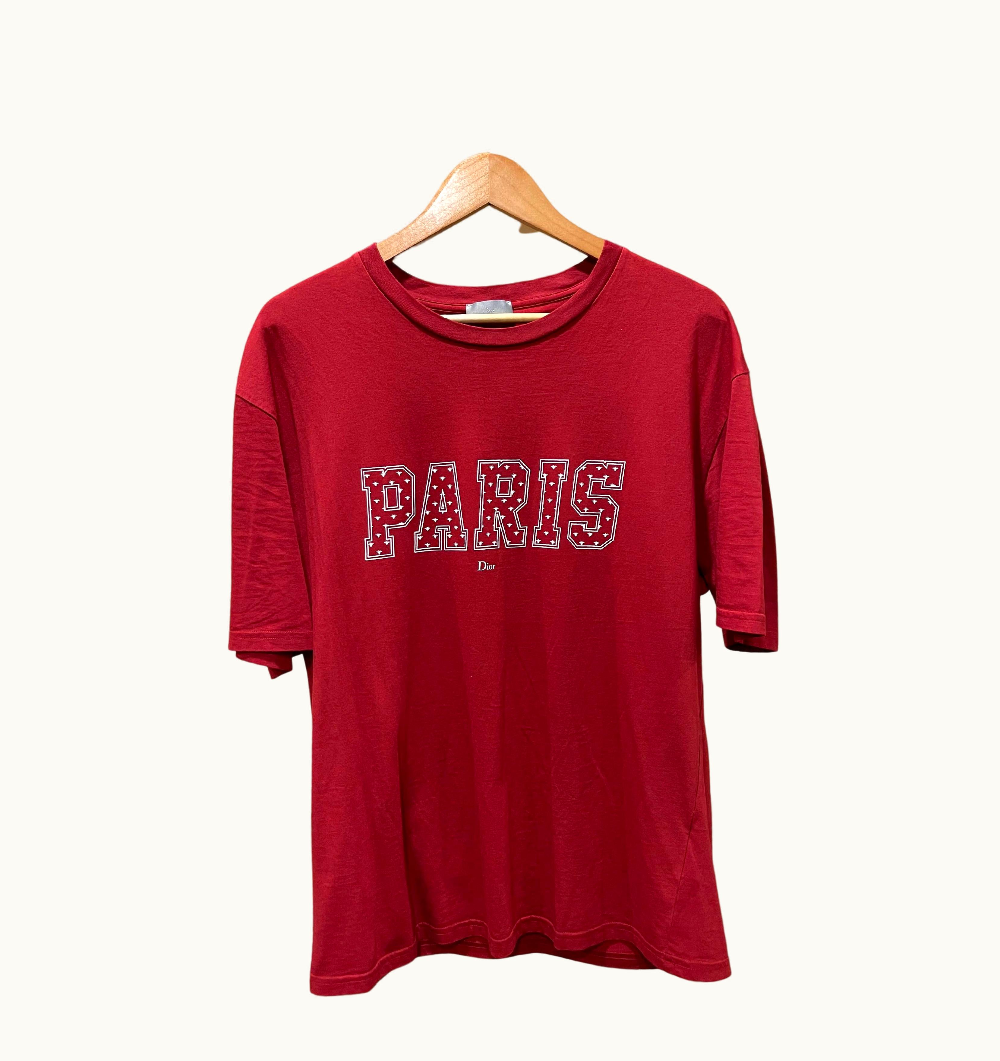 Dior Dior Red "Paris" Print Short Sleeve Tee arge