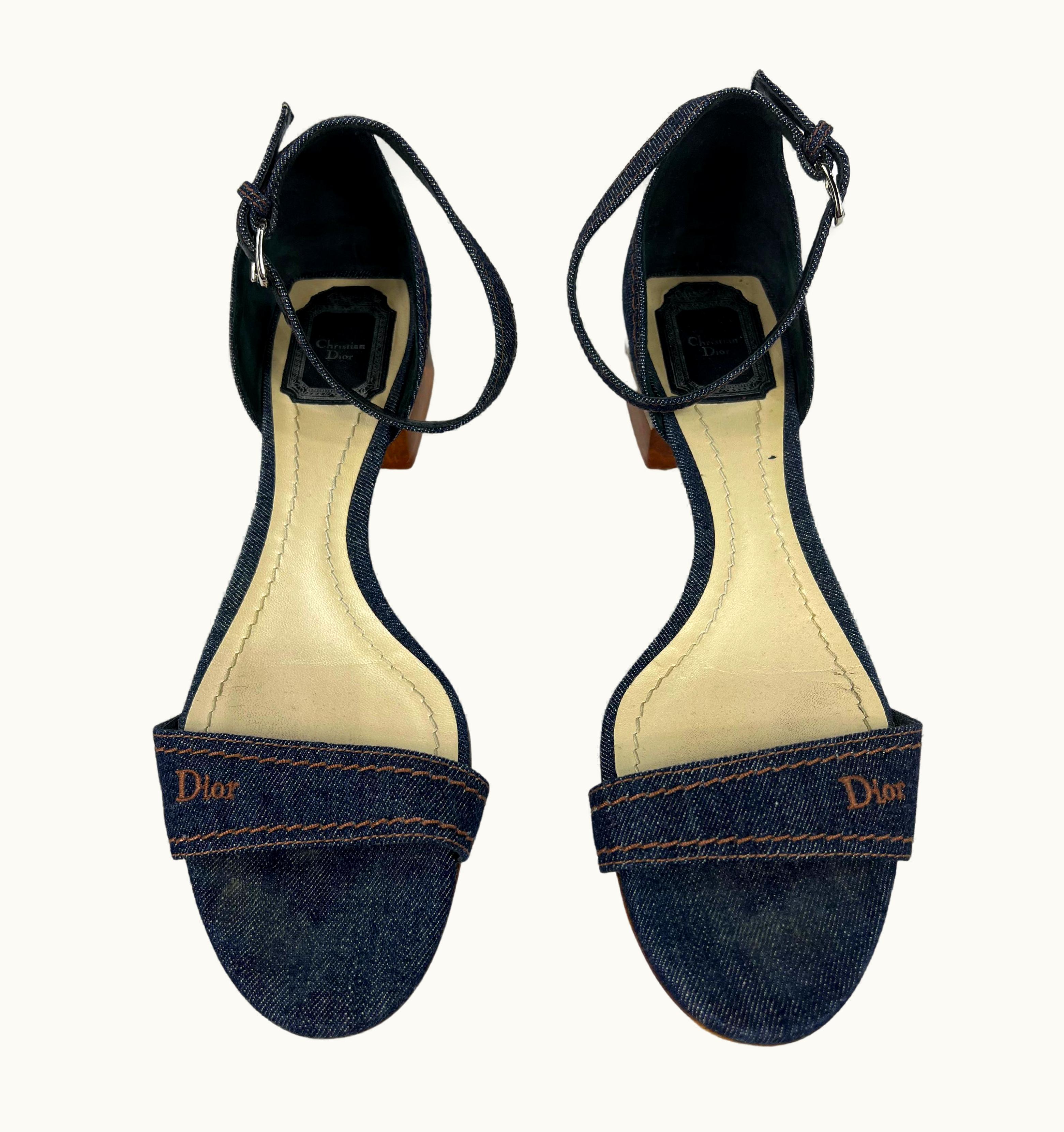 Dior Christian Dior Denim Low Heel Sandals