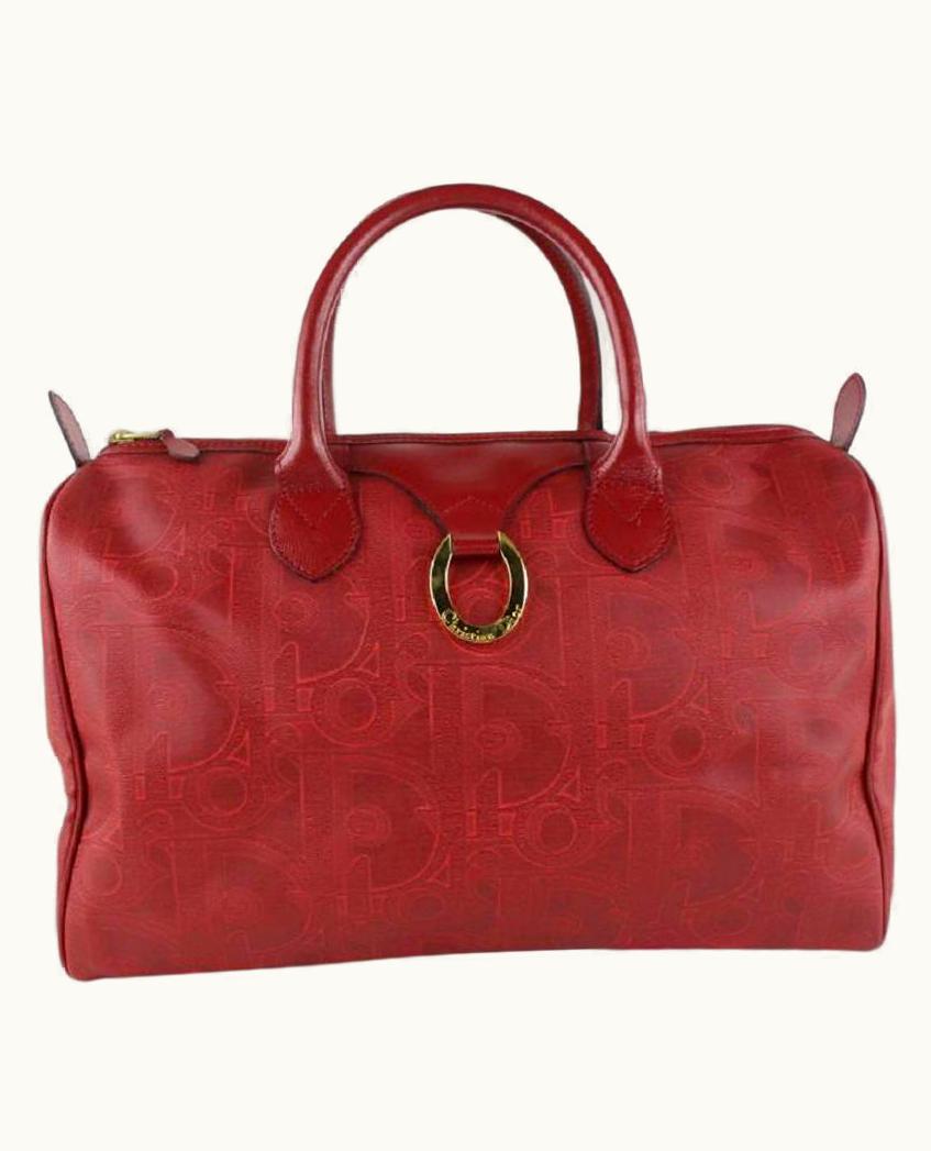 Dior Dior Dark Red Monogram Trotter Boston Duffle Bag 6cd108