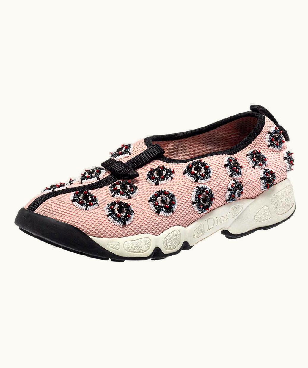 Dior Dior Pink/Black Embellished Fabric Fusion Sneakers
