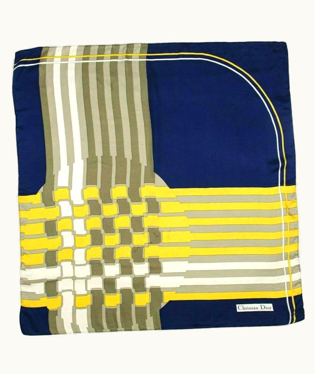 Dior 1980s Christian Dior Large Silk Art Deco Print Scarf