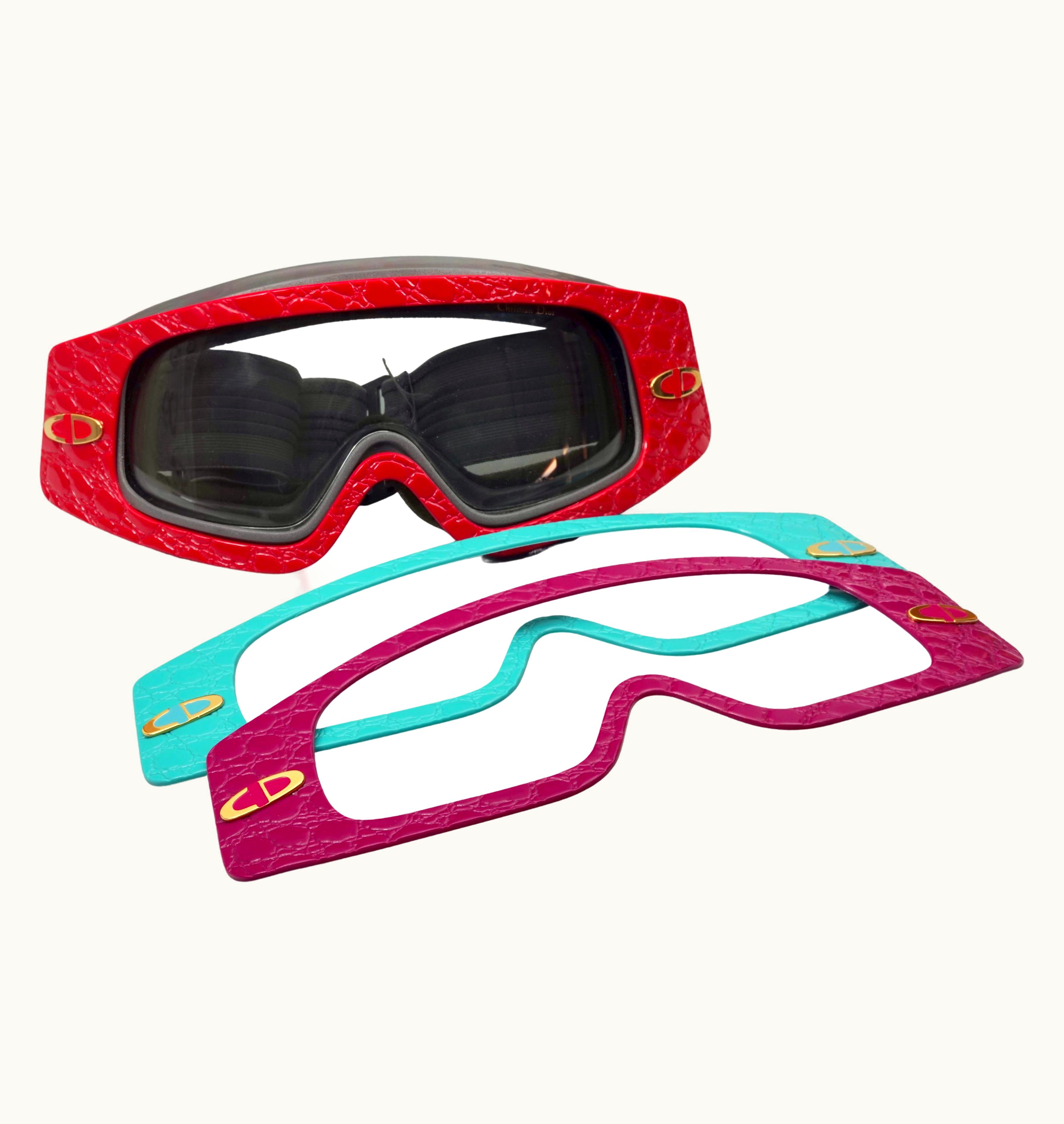Dior Vintage Christian Dior Interchangeable 3 Face Plates Ski Goggles Sunglasses