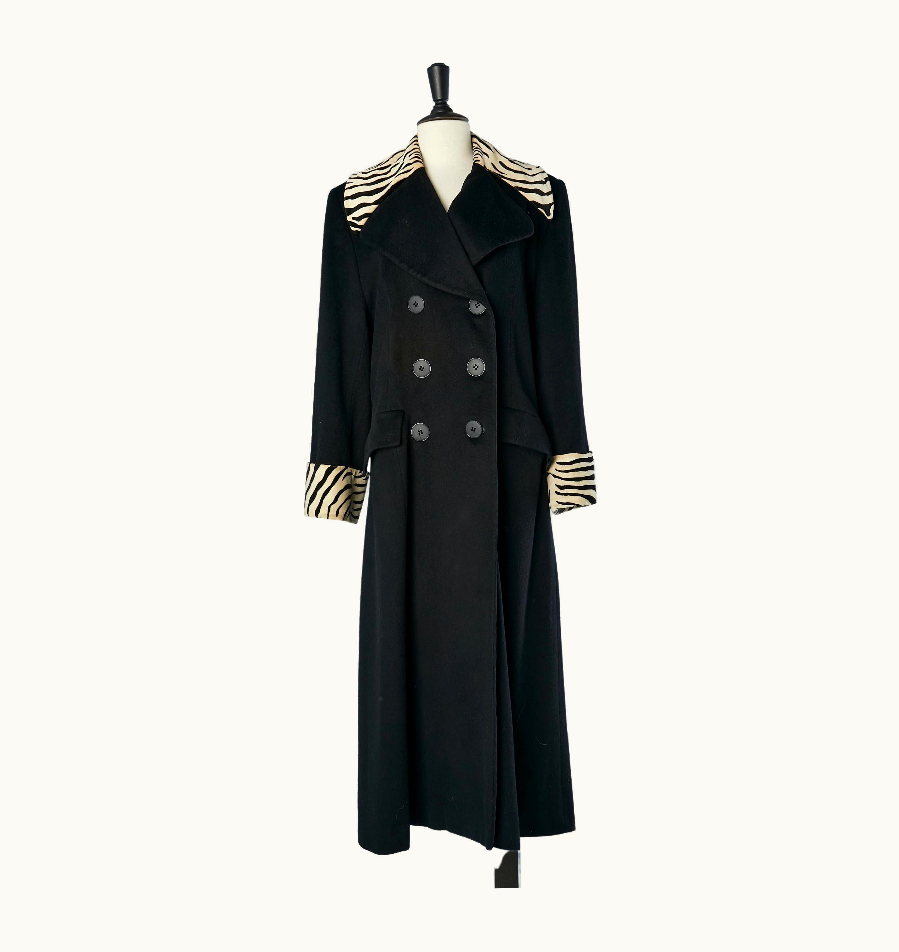 Dior Black Lambswool Coat With Zebra Velvet Collar And Cuffs Christian Dior