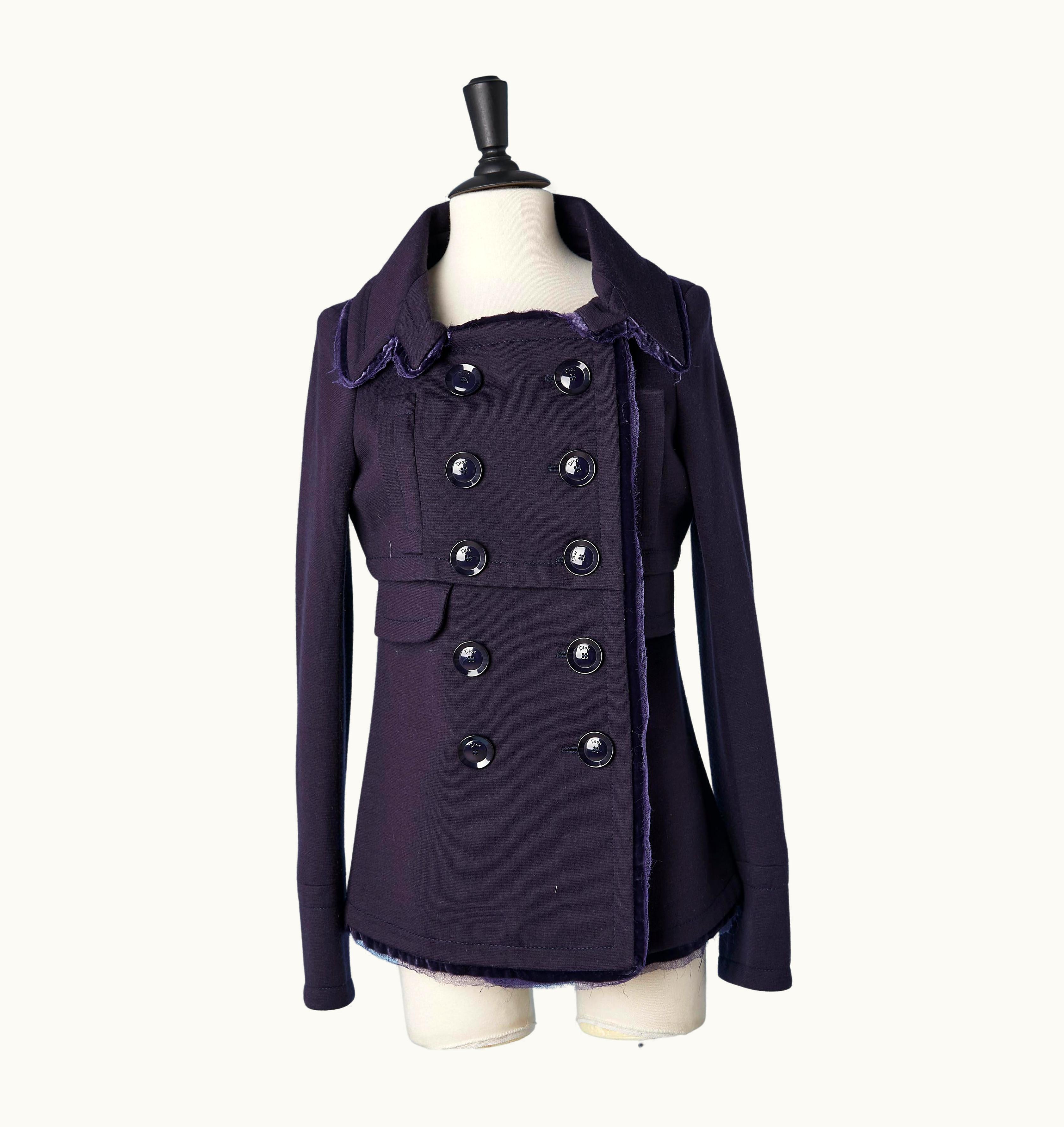 Dior Double-breasted Pea Coat Navy Blue Wool Jersey Jacket Christian Dior Boutique