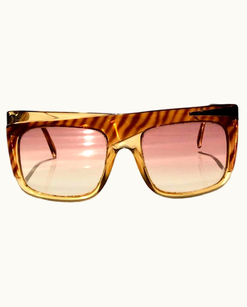 Dior 1980s Christian Dior Bowie Amber Animal Print Oversized Sunglasses