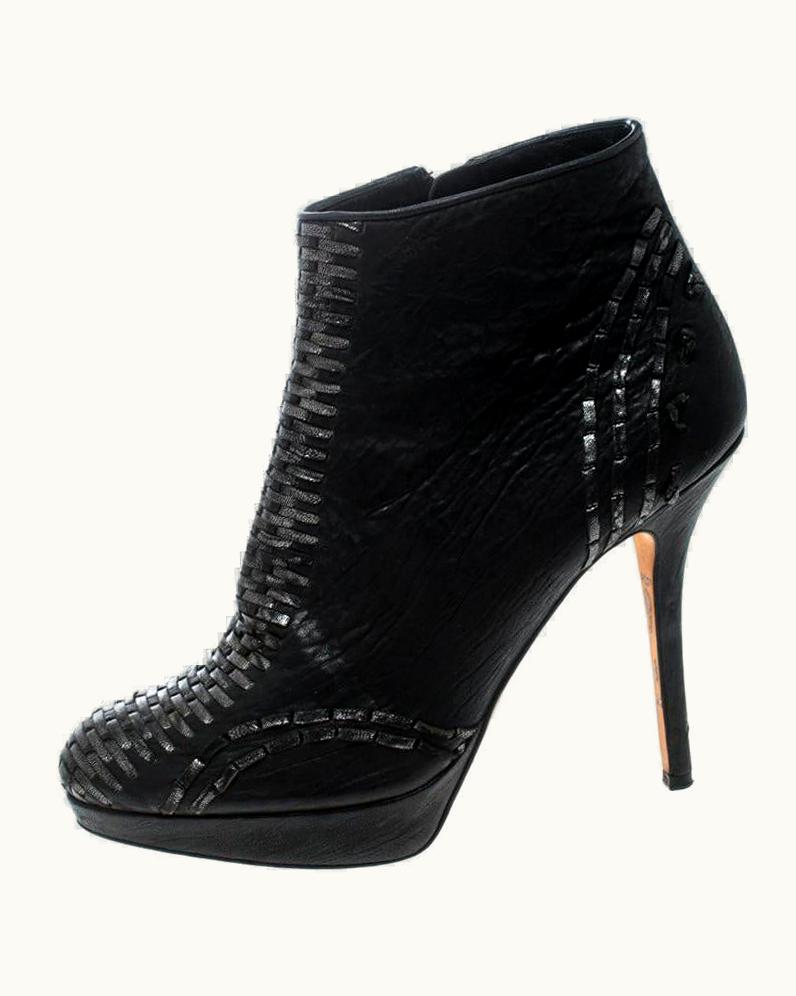 Dior Dior Black Leather Miss Dior Platform Booties