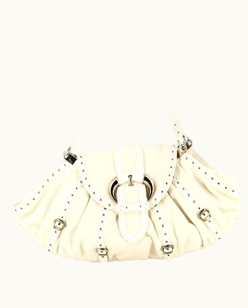 Dior Dior White Savane Handbag In Leather