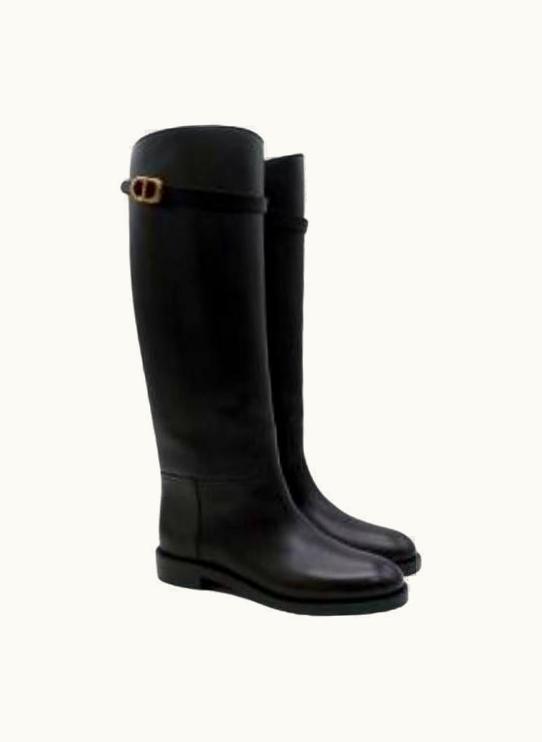 Dior Dior Black Leather Empreinte Knee Boots
