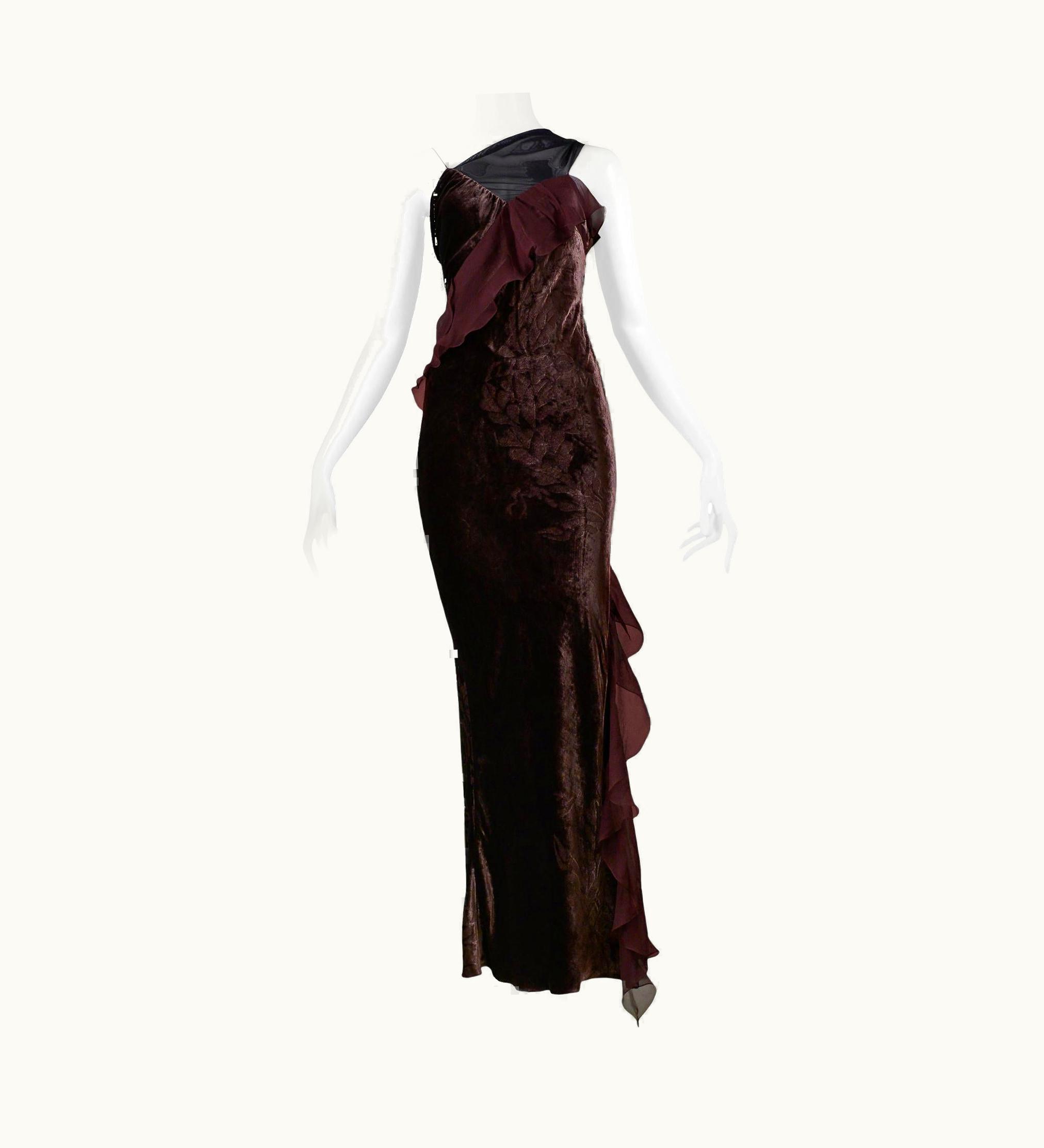 Dior Christian Dior Aubergine Purple Velvet Devore Gown