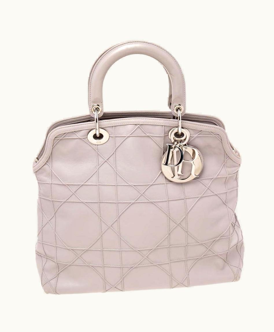 Dior Dior Granville Cannage Leather Tote Pale Lilac