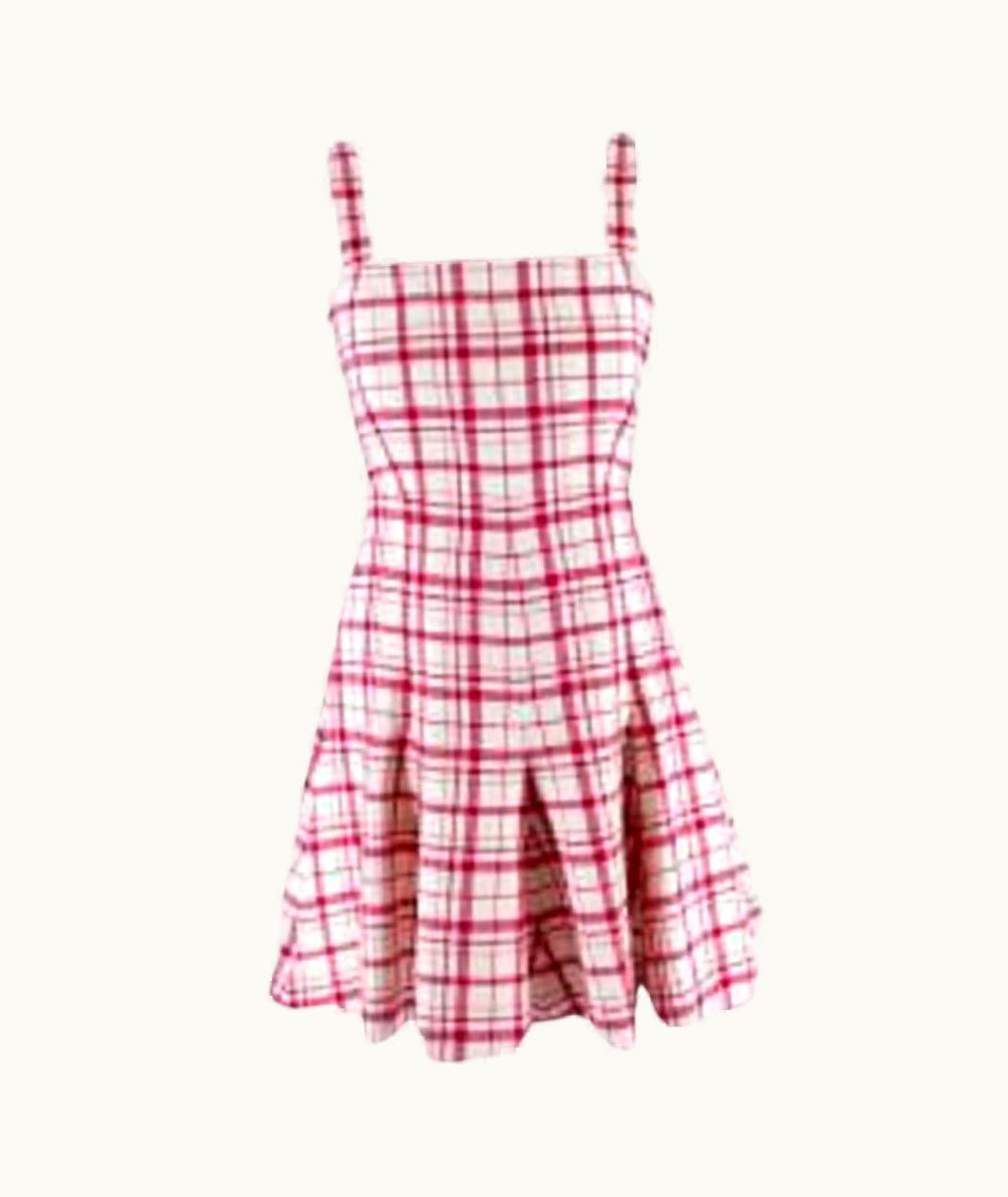 Dior Dior Red & Cream Check Wool Mini Dress UZ0569761