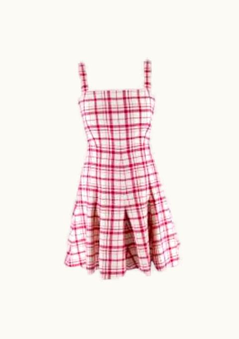 Dior Dior Red & Cream Check Wool Mini Dress UZ0569764