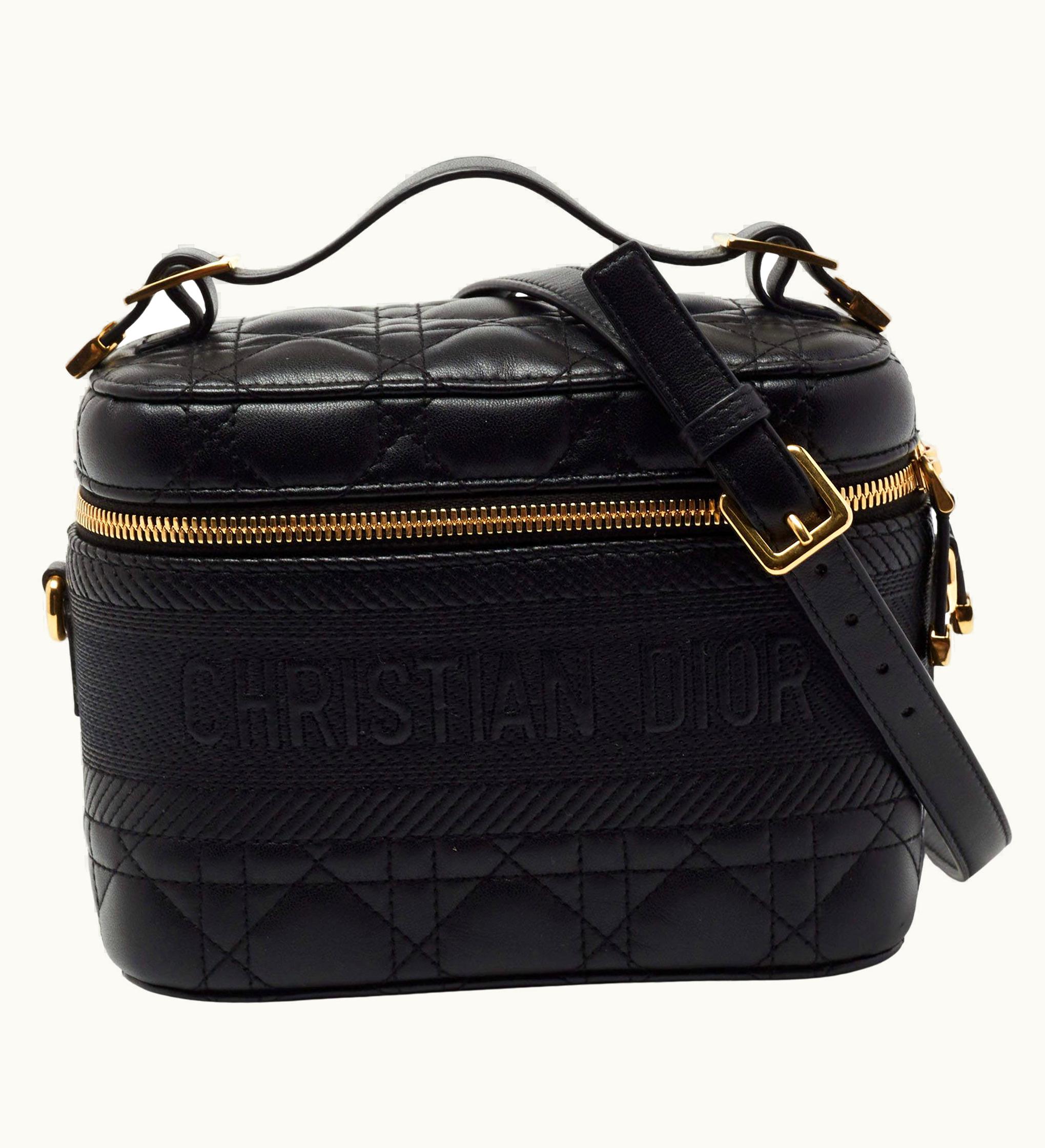 Dior Dior Black Cannage Leather Small Diortravel Vanity Case