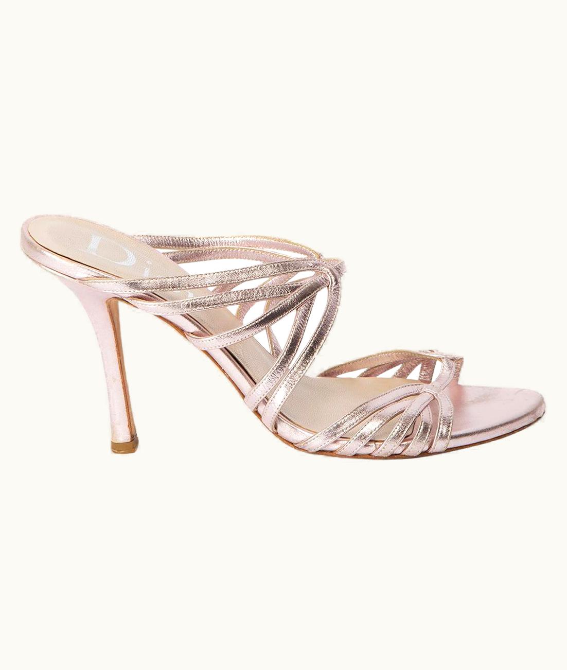 Dior Dior Women' Metallic Pink Leather Strappy Sandals UZ0569774