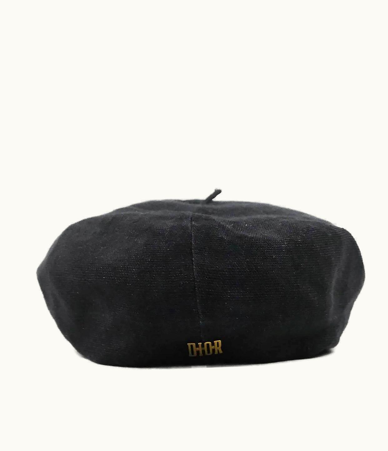 Dior Christian Dior Black Linen 2019 Beret Hat One Size