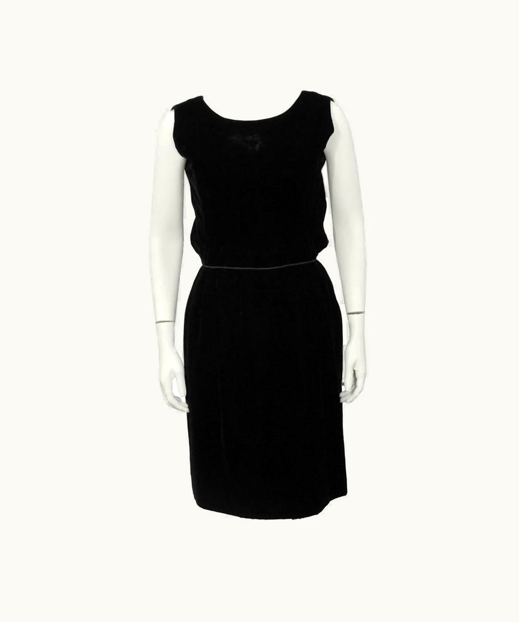 Dior 1960' Christian Dior London Black Velvet Cocktail Dress