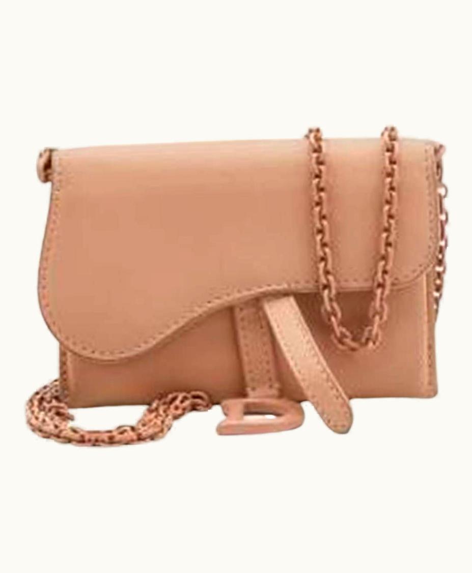 Dior Dior Pink Leather Ultra Matte Nano Saddle Chain Pouch