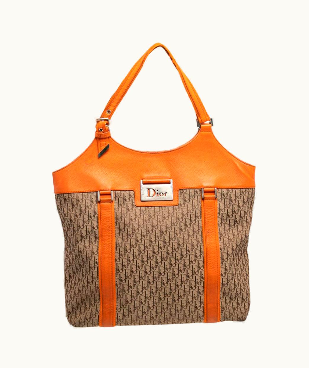 Dior Dior Beige/Orange Diorissimo Canvas And Leather Shoulder Bag