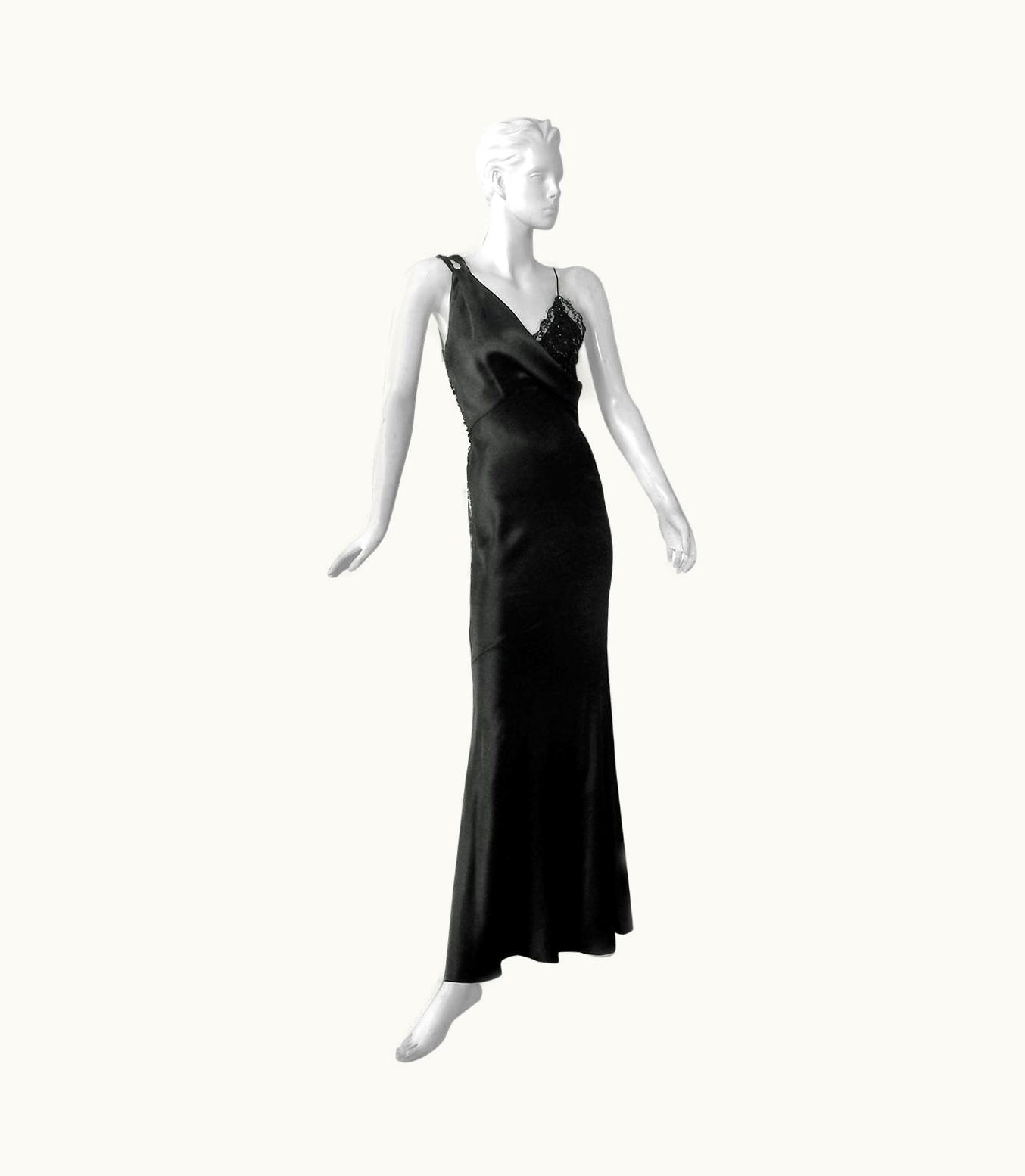 Dior Christian Dior Deco Inspired Rich Black Bias Cut Gown