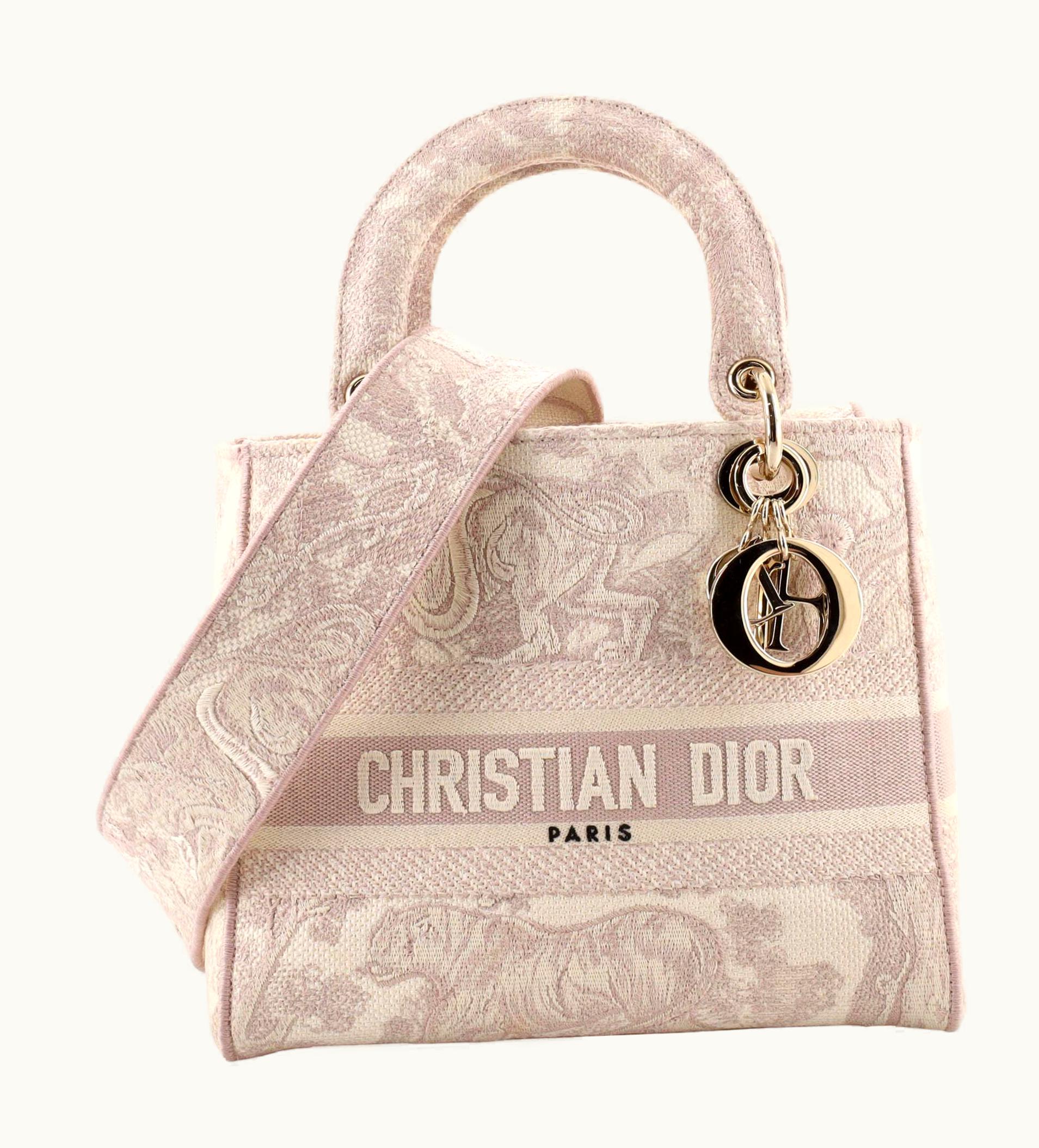 Dior Christian Dior Lady D-Lite Bag Embroidered Canvas Medium