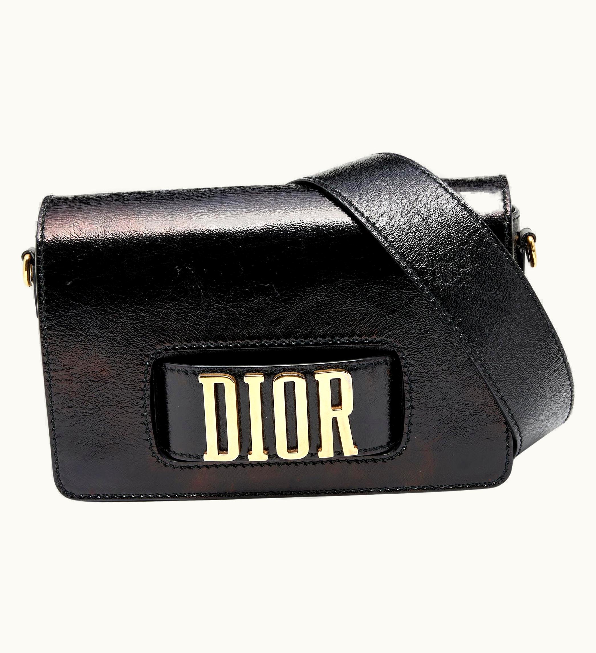 Dior Dior Black Leather Dio(r)evolution Flap Shoulder Bag