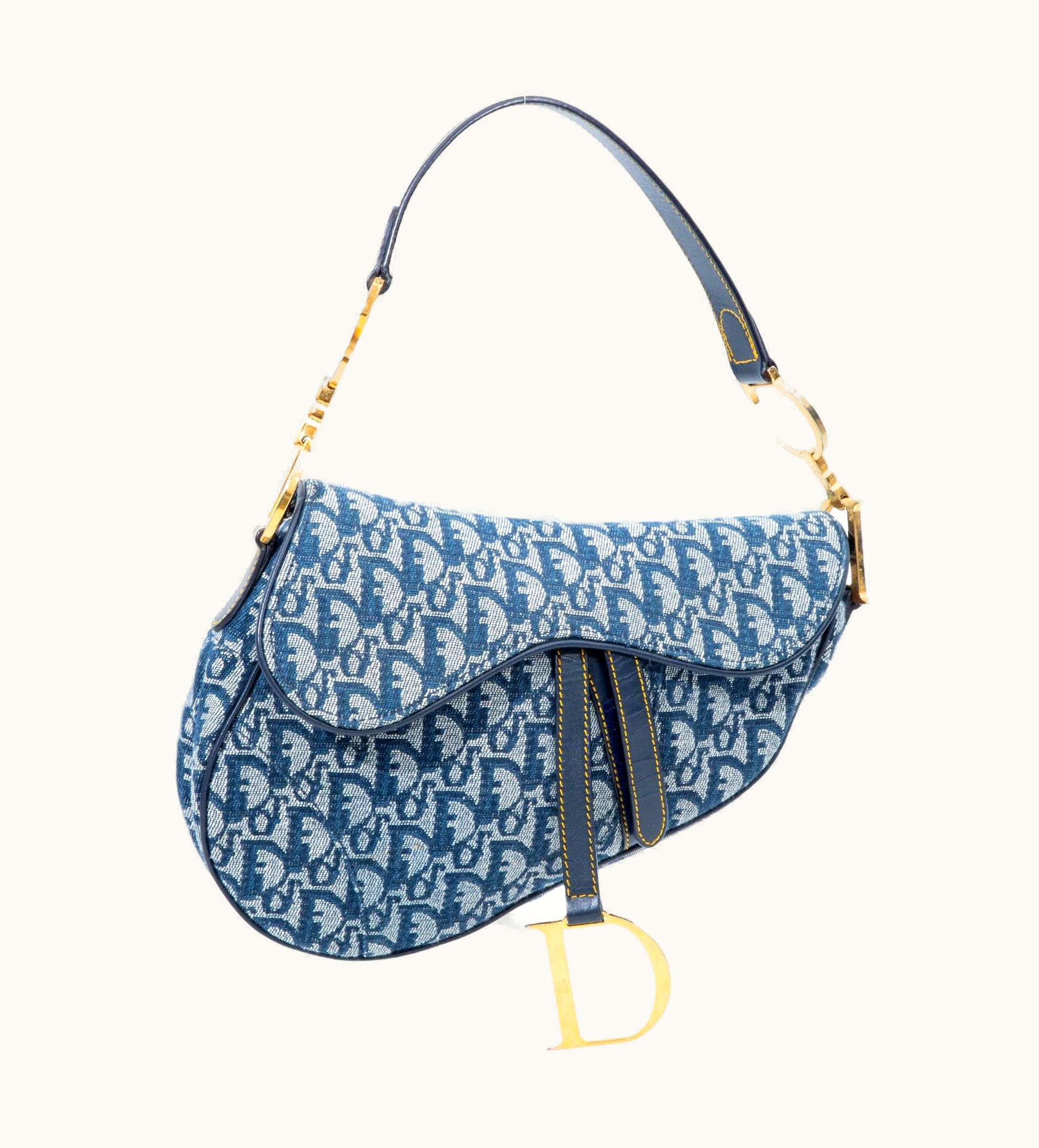 Dior Dior Vintage Oblique Trotter Saddle Bag Gold Hardware (2002)