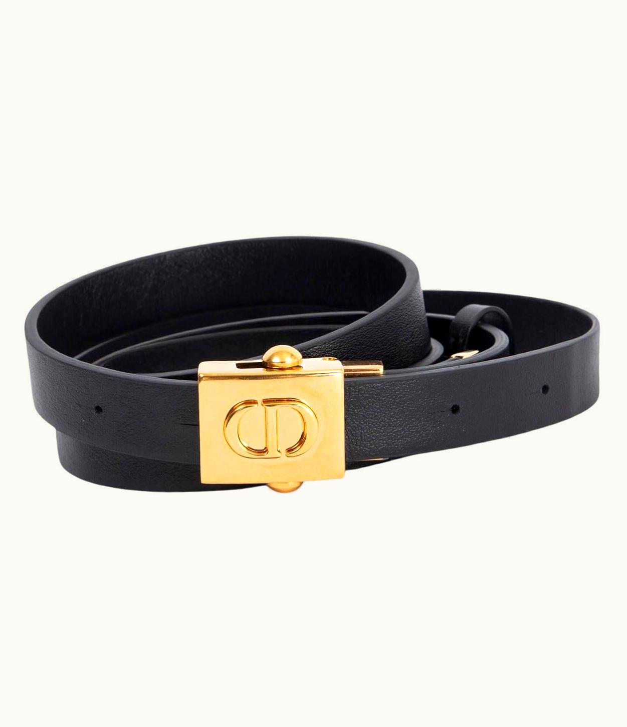 Dior Christian Dior Black Leather Diorpolytechnique Cd Belt