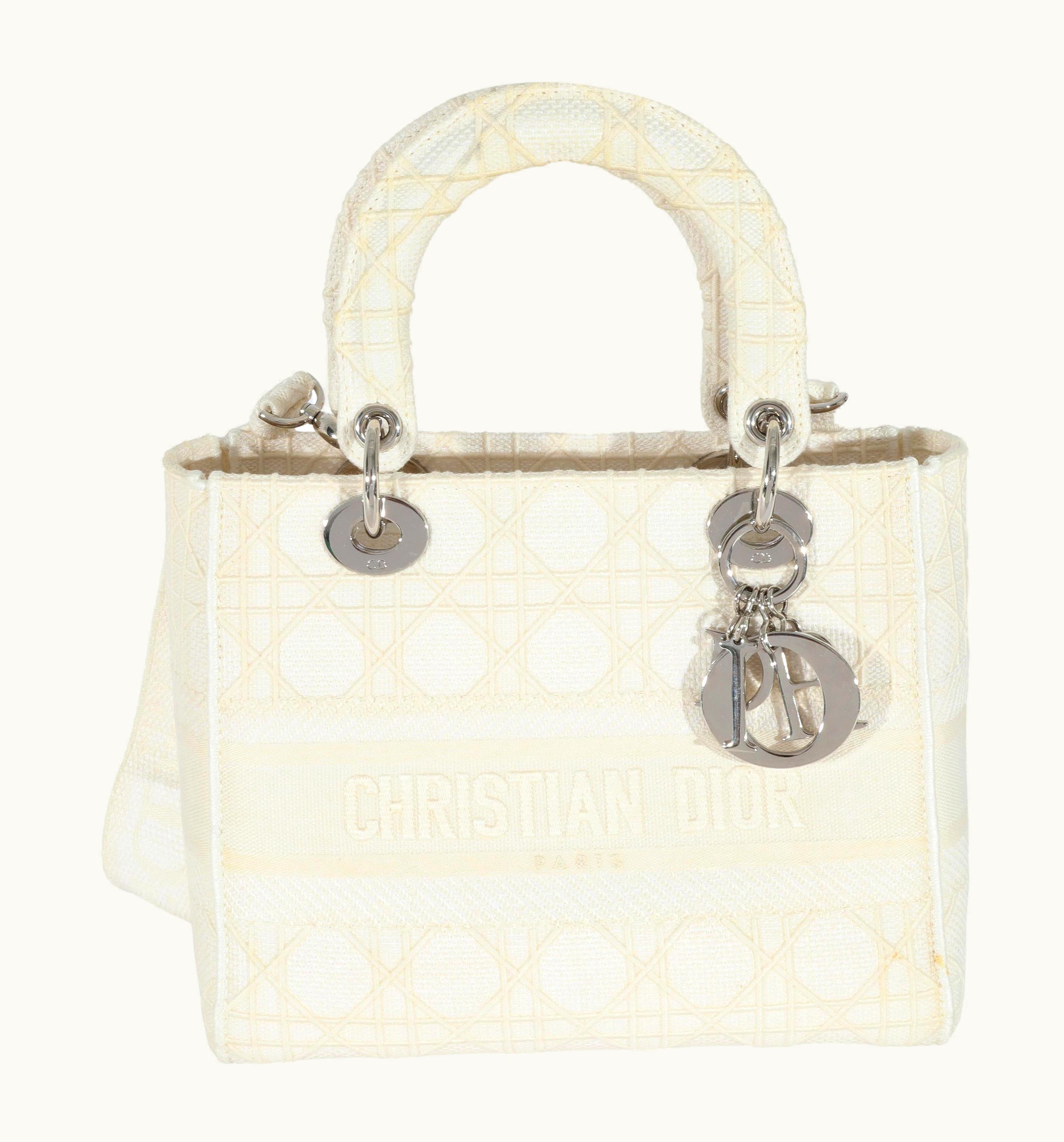Dior Christian Dior Cannage White Canvas D-Lite Lady Dior