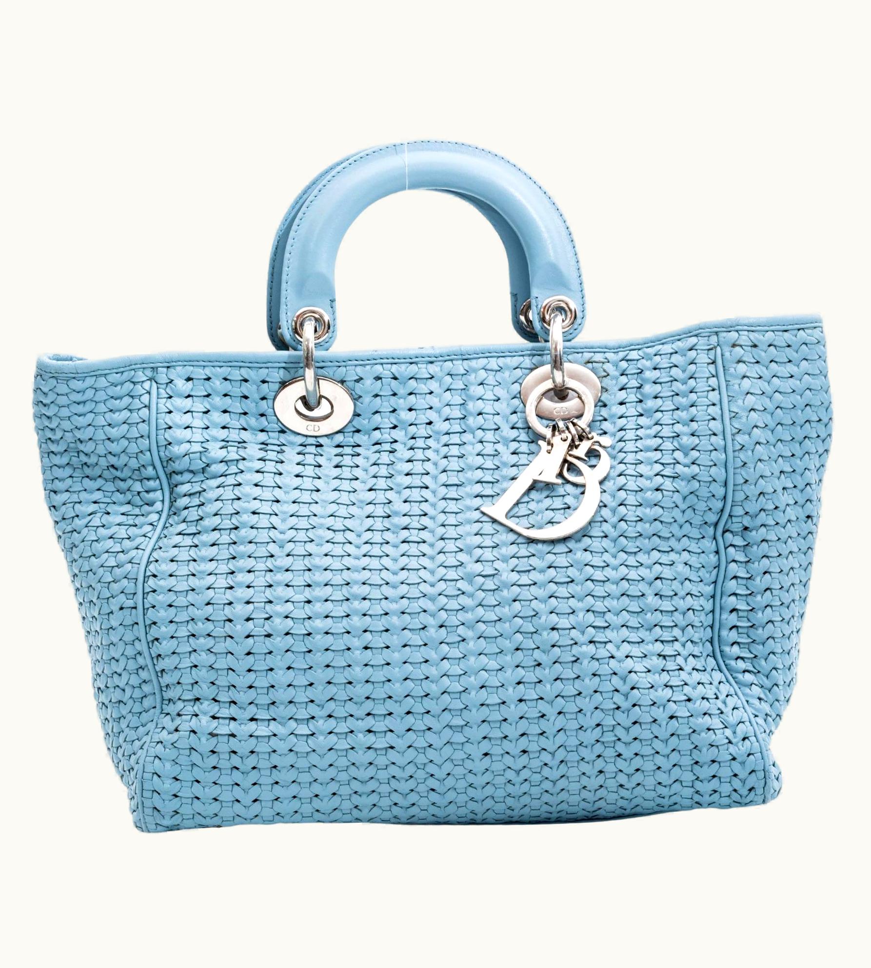 Dior Dior Vintage Small Pastel Blue Lady Dior Tote Bag