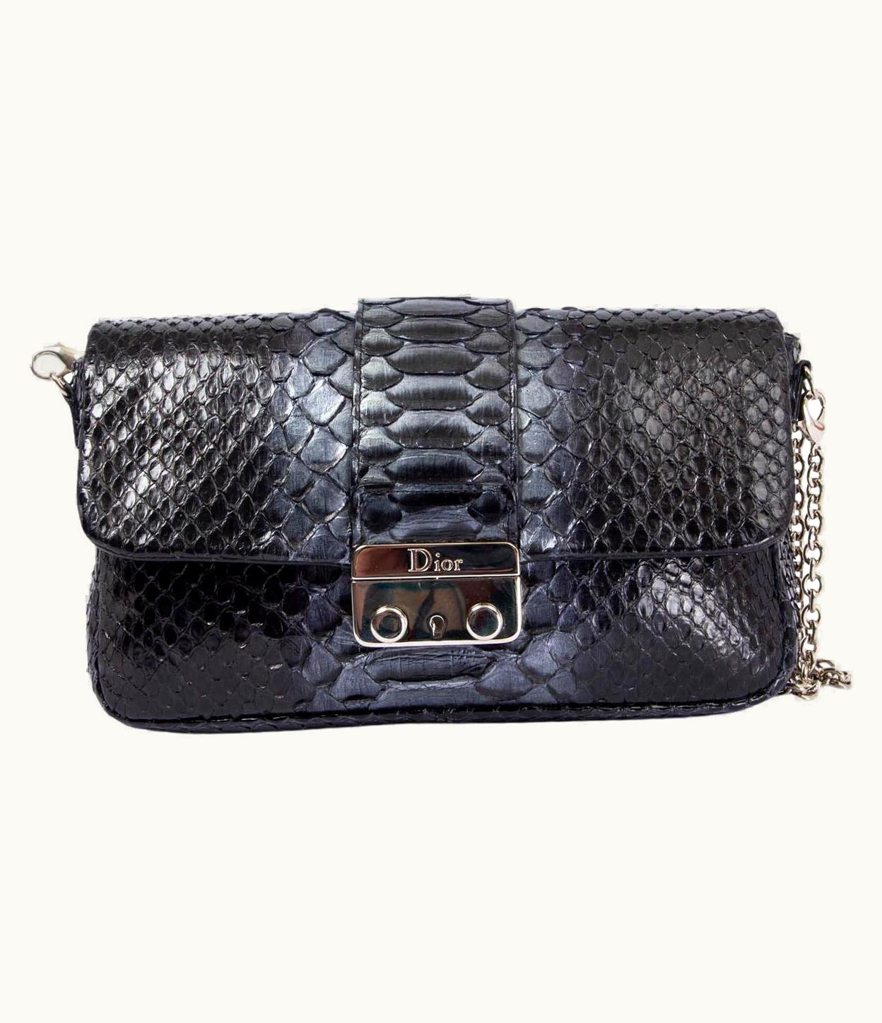 Dior Christian Dior Black & Silver Python Miss Dior Shoulder Bag