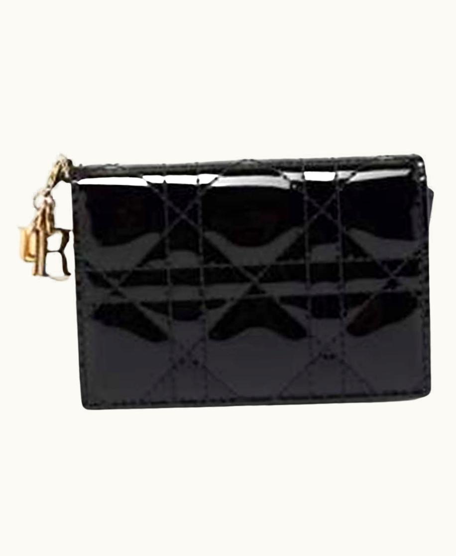 Dior Dior Black Cannage Patent Leather Lady Dior Card Holder UZ0569898