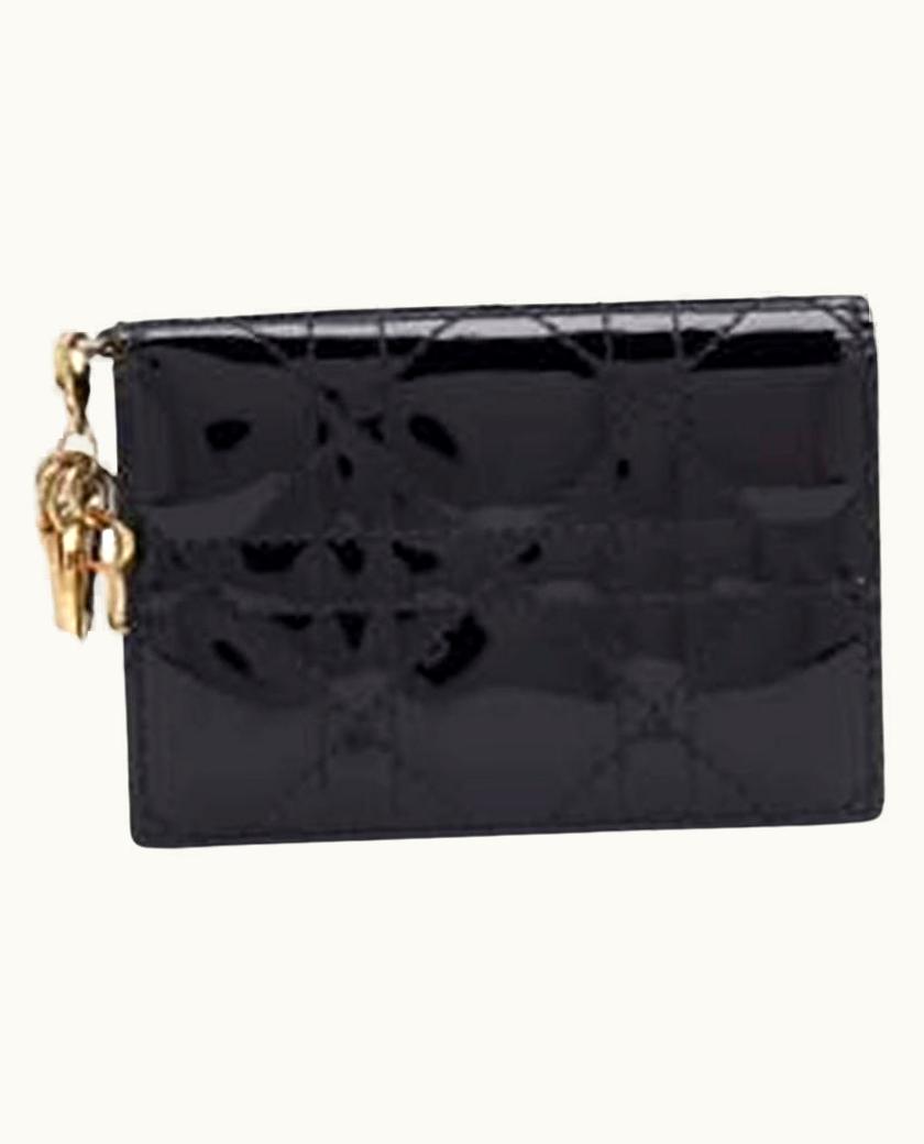 Dior Dior Black Cannage Patent Leather Lady Dior Card Holder UZ0569904