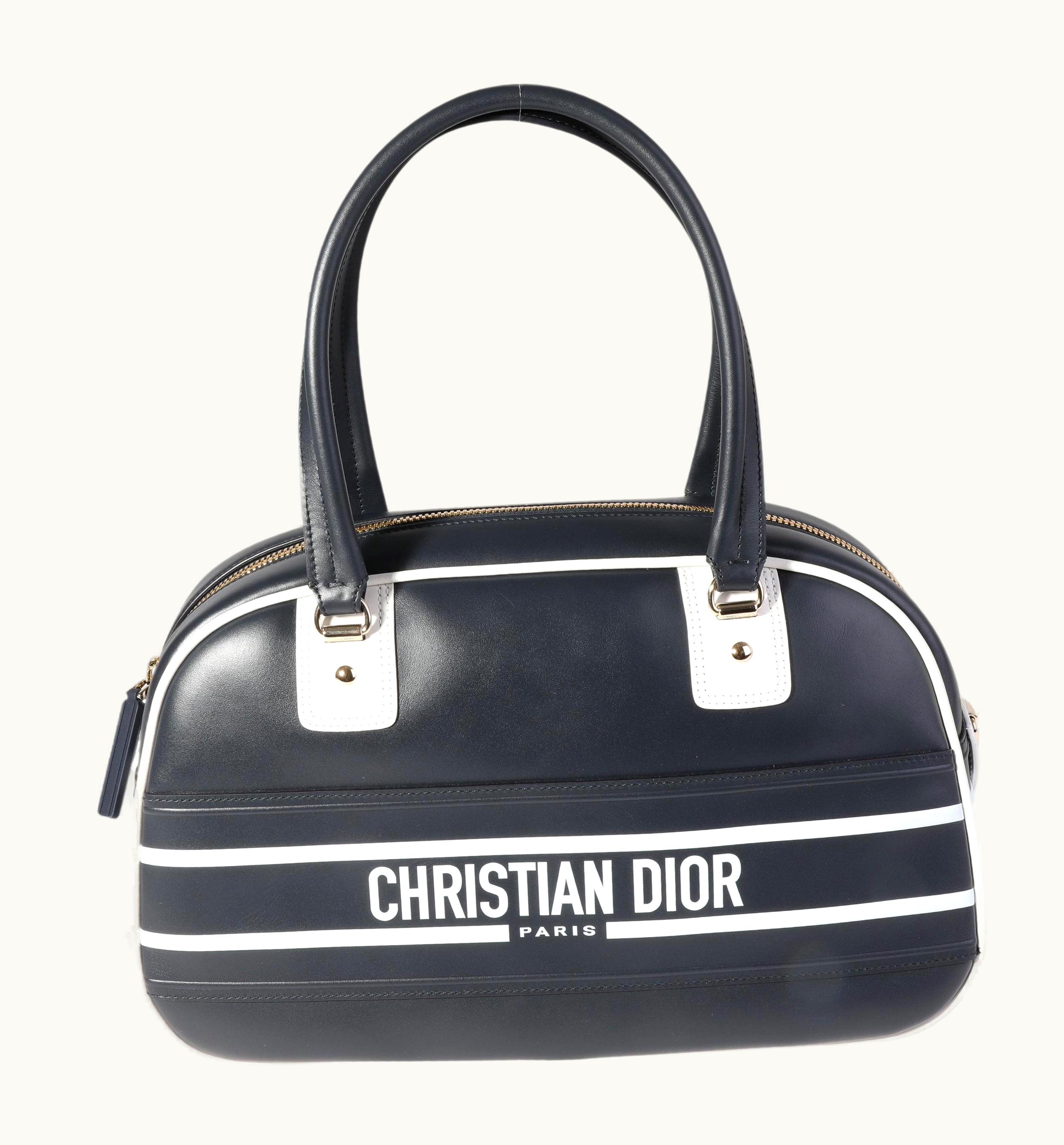 Dior Dior Navy Smooth Calfskin Medium Dior VIbe Zip Bowling Bag