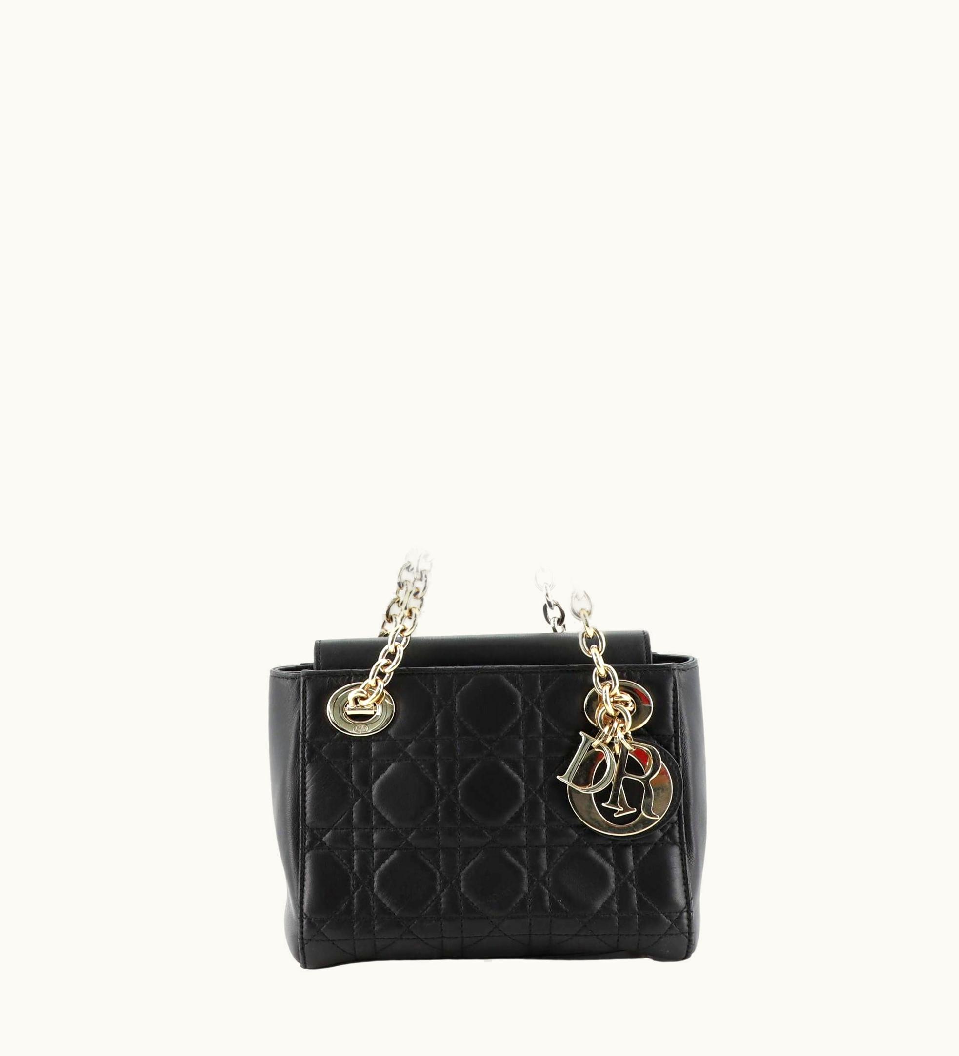 Dior Christian Dior Lady Dior Bag With Double Chain Quilted Lambskin