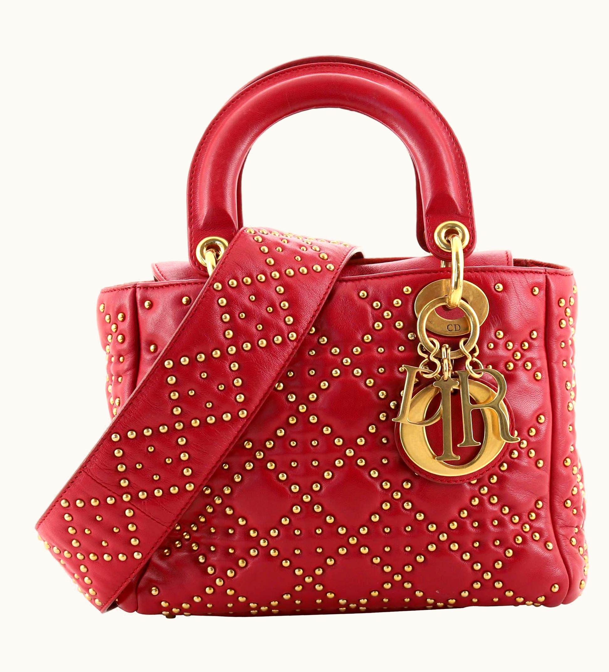 Dior Christian Dior Supple Lady Dior Bag Cannage Studded Lambskin Small