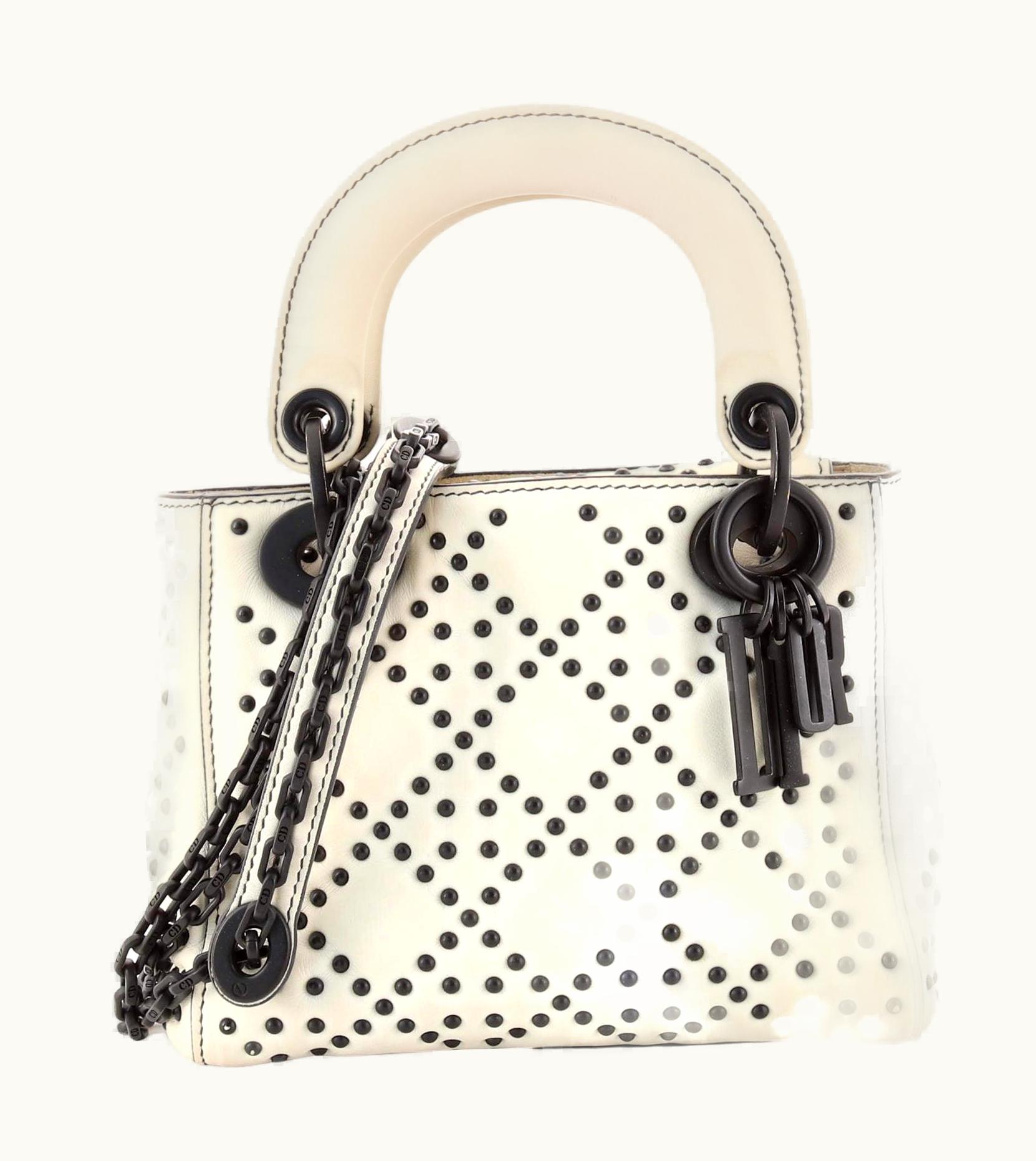 Dior Christian Dior Lady Dior Chain Bag Cannage Studded Calfskin Mini