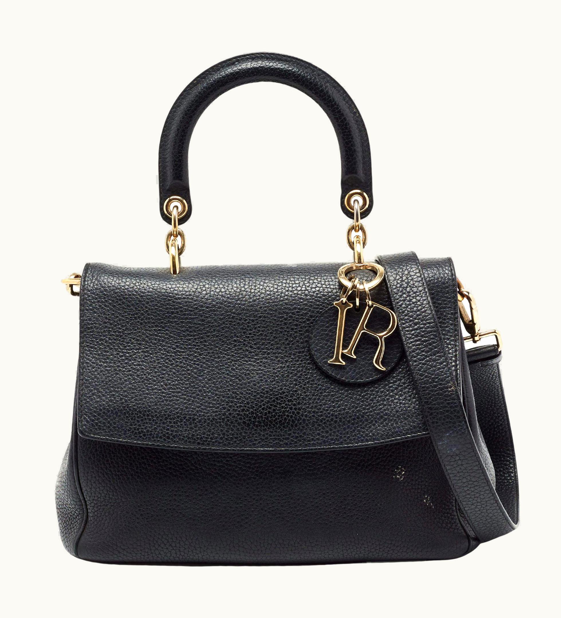 Dior Dior Black Leather Small Be Dior Flap Top Handle Bag