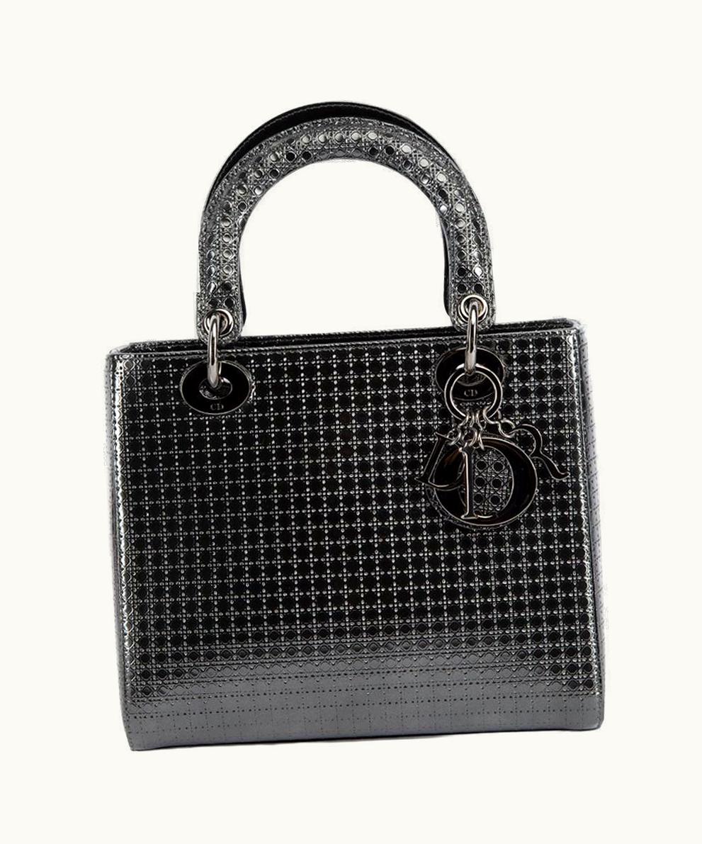 Dior Christian Dior Women' Black Onyx Medium Lady Dior Patent Micro Cannage